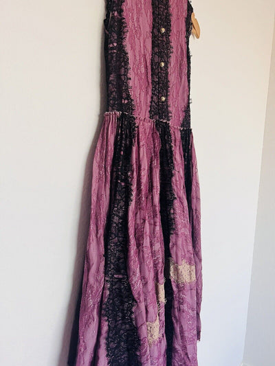 UNBRANDED MIDI Overlay Dress Sz Purple Ruffles Short Sleeves Lined Fairy