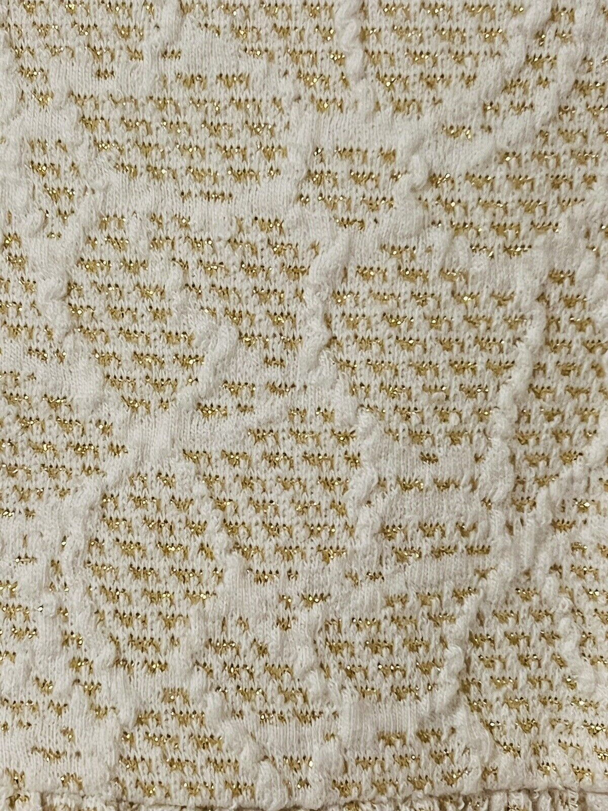 JANIE AND JACK Woven Girls Dress Sz 7 Heavy Knit Gold Detail Faux Fur Easter