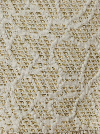 JANIE AND JACK Woven Girls Dress Sz 7 Heavy Knit Gold Detail Faux Fur Easter