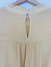 JODIFL Tiered Frilly Tunic Dress Sz 2X Mustard Color Ruffle Sleeves Collar Boho