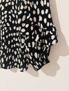 Chicos Ruffle Dot Print Top Sz M Button Up Blouse Black/White Office Career