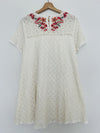 UMGEE Crochet Floral Mini Dress Sz M Ivory Embroidered Cottagecore Boho Western