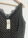 LOFT NWT 100% Silk Polka Dot Lace Top Sz 12 Babydoll Lined Cami Y2K Office