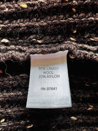 J. Jill Speckled Open Front Cardigan Sweater Sz S Brown Lambs Wool Pockets Boho