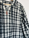 L.L. BEAN Womens Plaid Black Jacket Sz L Zip Up Cotton Hooded Flannel