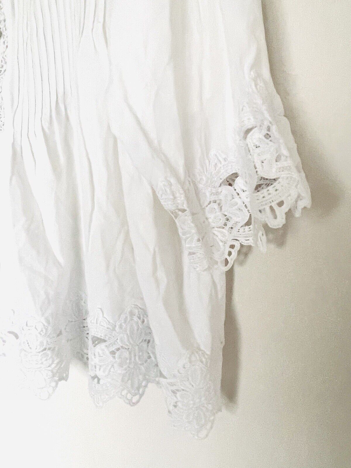 CHELSEA & THEODORE Crochet Top Plus Sz 2X 3/4 Sleeve V-Neck Pullover Botton Boho