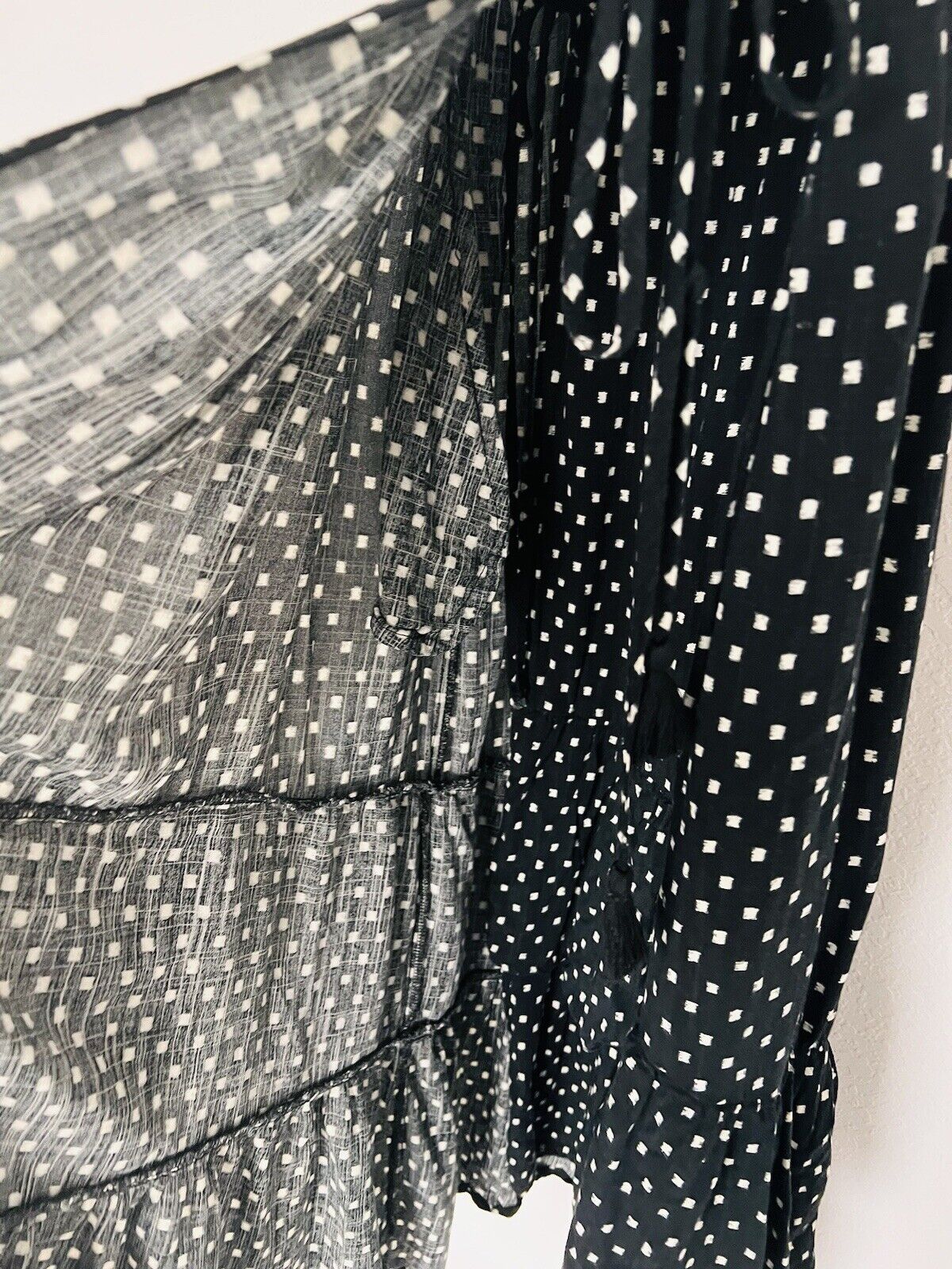 KNOX ROSE Short Sleeve Actual Wrap Dress Sz S Pockets Puff Sleeves Polka Dot
