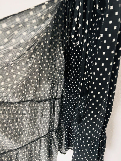 KNOX ROSE Short Sleeve Actual Wrap Dress Sz S Pockets Puff Sleeves Polka Dot
