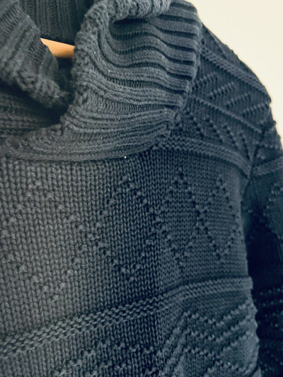 AMERICAN EAGLE Mens Chunky Sweater Sz M Shawl Collar Pullover Heavy Knit Navy