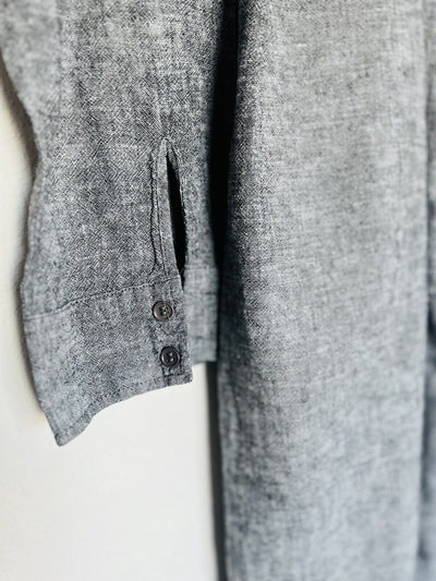 SOHO Street New York & Co Gray Linen Blend Shirt Dress Sz M Minimalist Lagenlook
