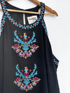 SAVANNA JANE Embroidered Floral Tent Dress Sz 3X Black Sleeveless Lined Boho