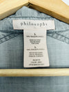 Philosophy Gray Chambray Shirt Dress Sz L Knee Length Classic Lagenlook