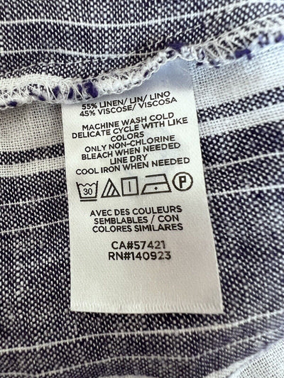 LOFT NWT Linen Blend Wide Leg Jumpsuit Sz L Khaki Blue Striped Minimalist Boho