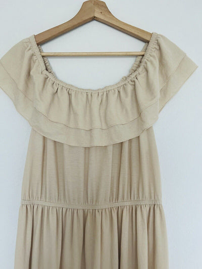 Anna-Kaci OffThe Shoulder Maxi Dress Sz XXL Double Ruffle Stretchy Western Boho