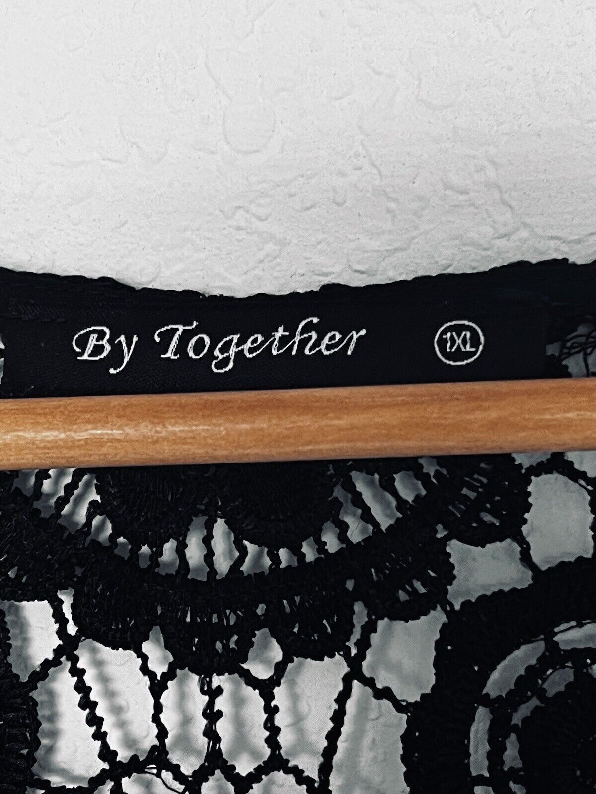 ANTHROPOLOGIE By Together Embroidered Crochet knit Sz XL Black Boho Cover Up