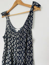 BEACH LUNCH LOUNGE Dress Sz XL Shoulder Tie Fit Flare Geometric Navy Travel Boho