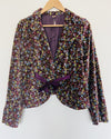 FREE PEOPLE Velvet Floral Blazer Sz 12 Purple Jacket Satin Bow Boho Hippie Artsy