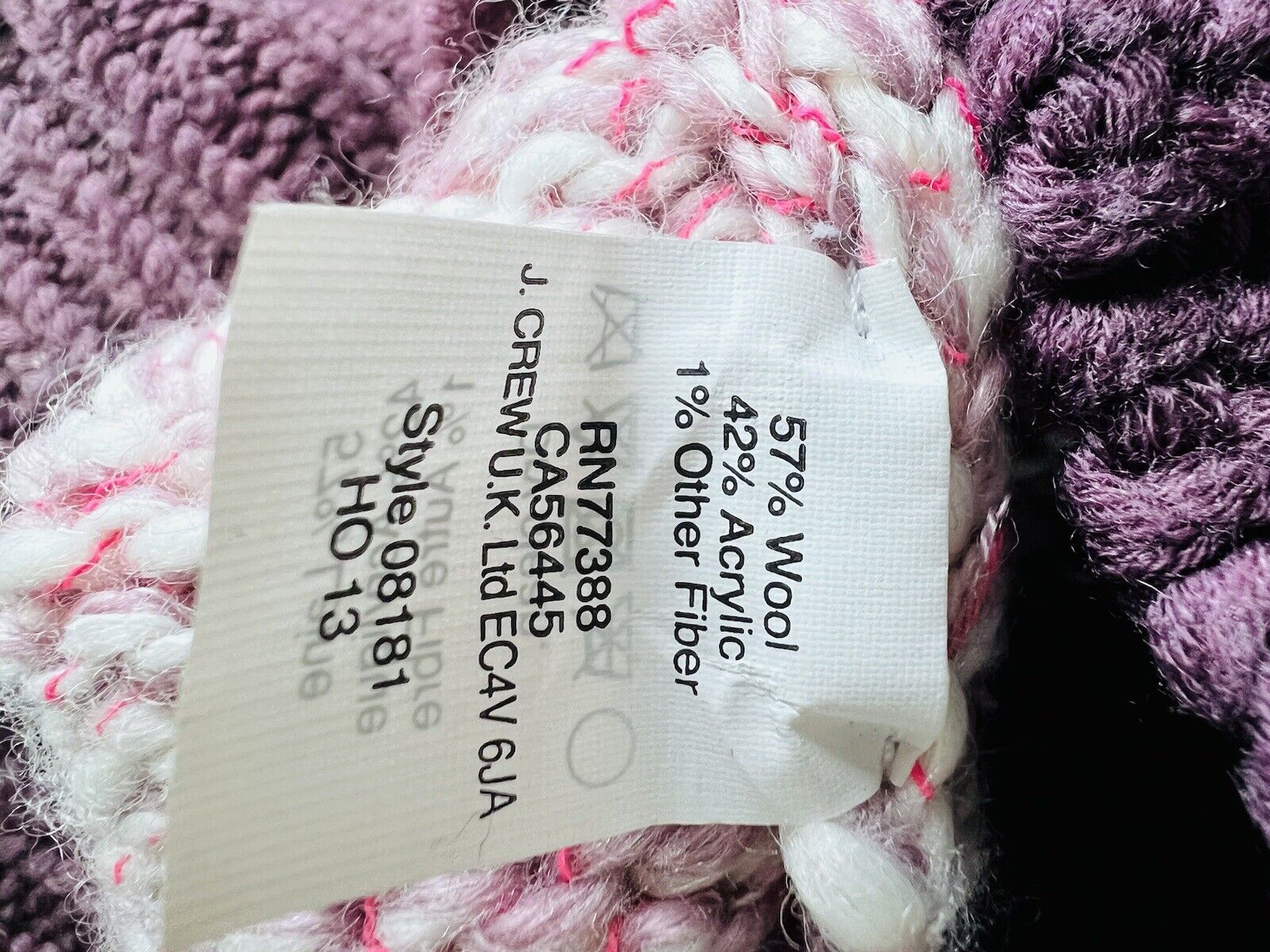 J. CREW Wool Blend Sweater Sz M Crewneck Pink 3/4 Sleeves