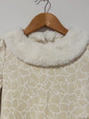 JANIE AND JACK Woven Girls Dress Sz 7 Heavy Knit Gold Detail Faux Fur Easter