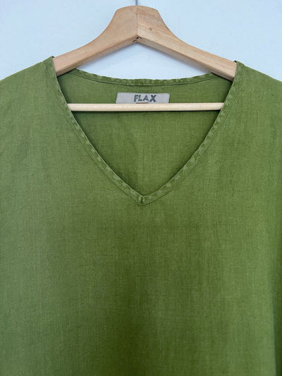FLAX 100% Linen Women's Pullover Shirt Sz L Green Lagenlook