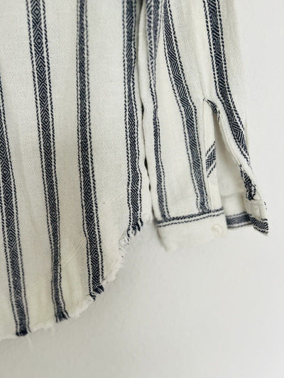ANTHROPOLOGIE Cloth & Stone Woven Striped Button Up Shirt Sz S Long Sleeve