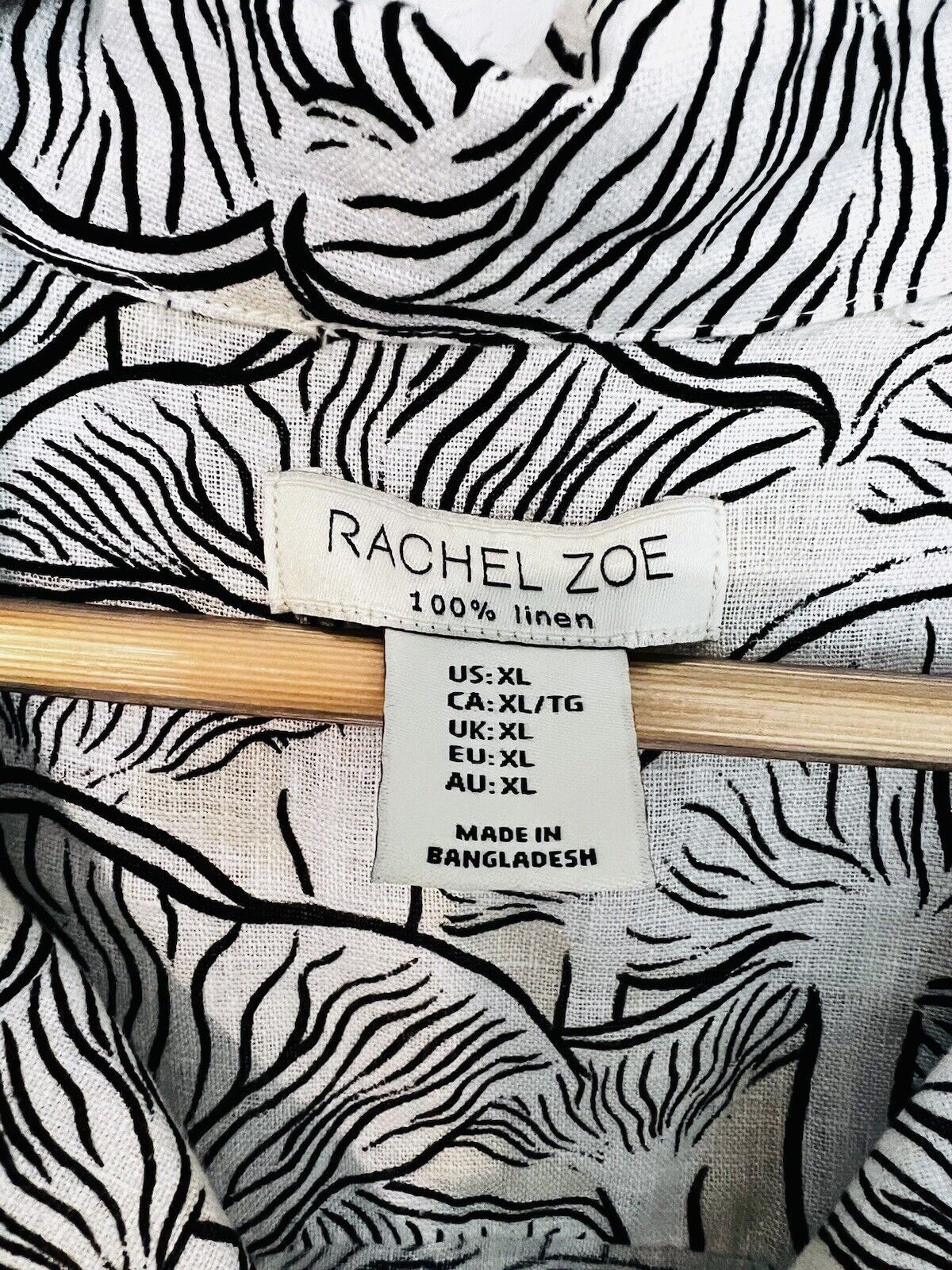 RACHEL ZOE Mushroom Print 100% Linen Botton Shirt Sz L Boxy Relaxed Cropped Boho