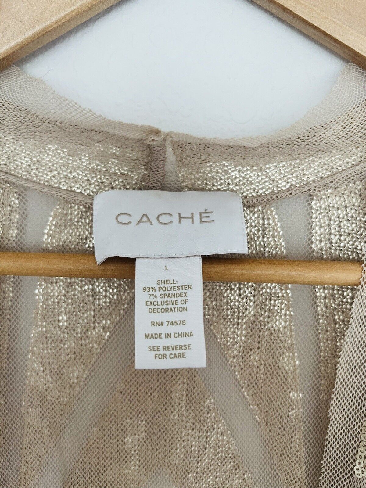 CACHE Gold Sequin Shrug Cardigan Sz 1 Cropped Long Sleeve Festive Holiday