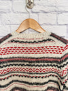 LUCKY BRAND Womens Stripe Fair Isle Cotton & Wool Blend Sweater Sz M Ski