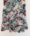 BEACHLUNCHLOUNGE Linen Blend Dress Sz XL Hawaiian Palm Tiered Botton Up Travel