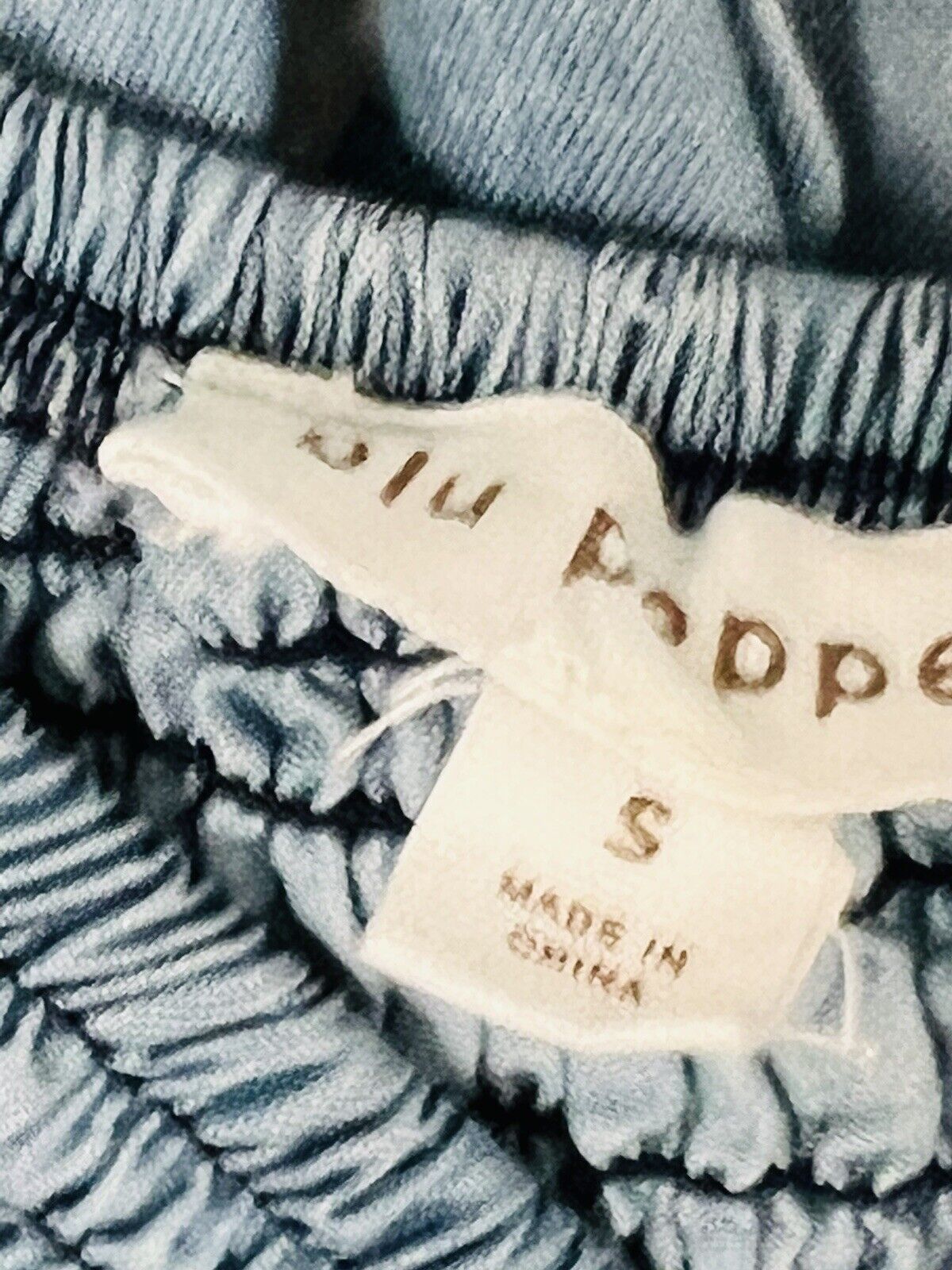 BLU PEPPER Smocked Mini Dress Sz S Tiered Puff Sleeves Tie Back Boho Western