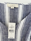 LOFT NWT Linen Blend Wide Leg Jumpsuit Sz L Khaki Blue Striped Minimalist Boho