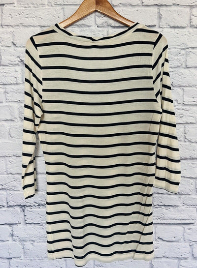 CABI Striped Bistro Tee Shirt Top Black Striped Tunic Sz XL Stretch Soft T-Shirt