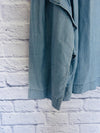 VINCE CAMUTO Womens 100% Tencel Boxy Ruffle Top Sz XL Blue Boho Crop Blouse