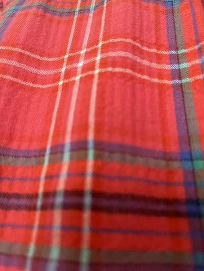 J CREW Women's Red Plaid Shirt Sz 8 Botton Down Collared Long Sleeve Top Boho