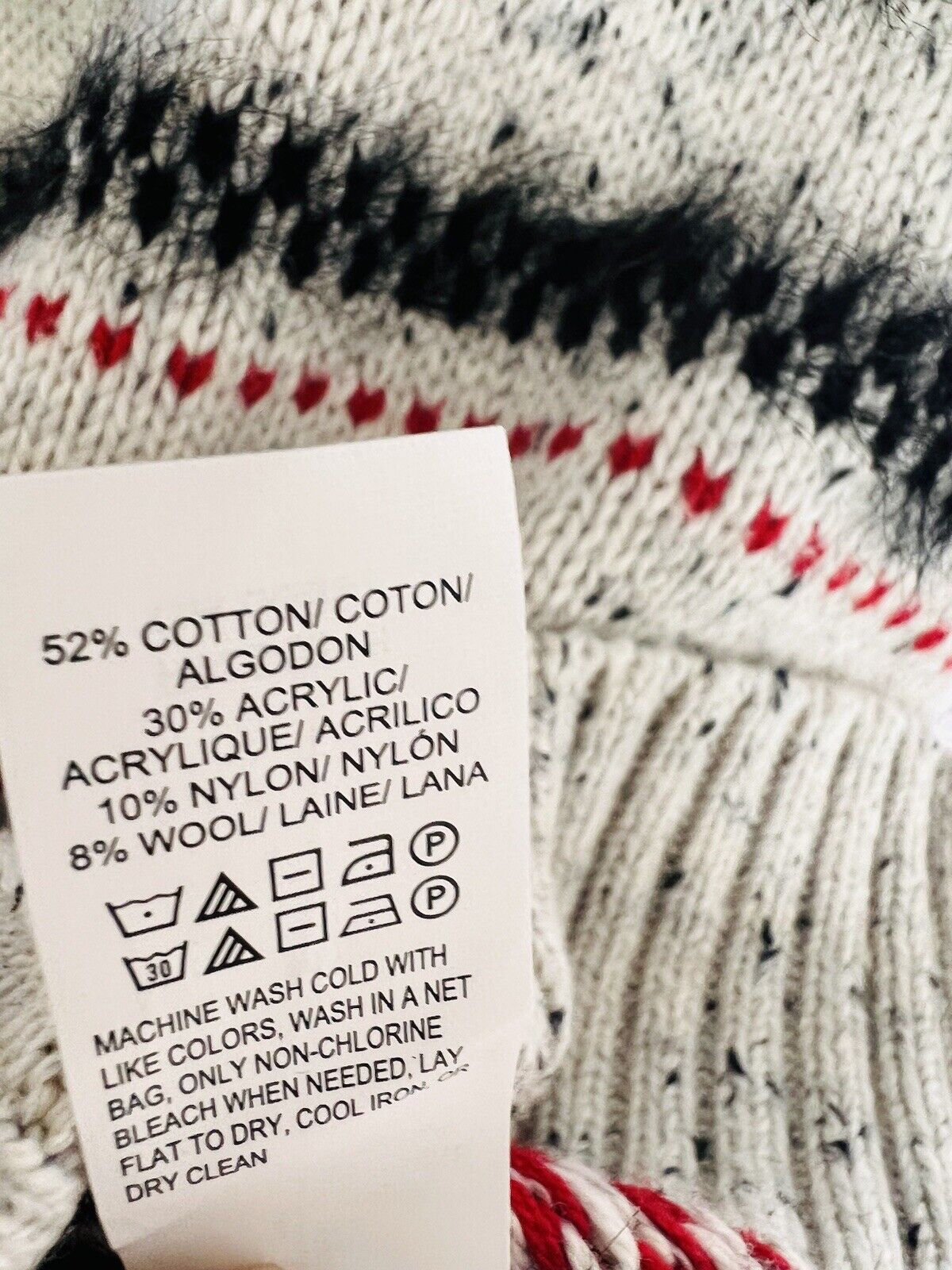 LUCKY BRAND Womens Stripe Fair Isle Cotton & Wool Blend Sweater Sz M Ski