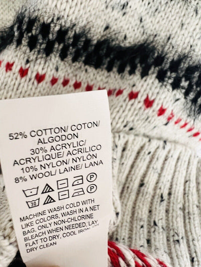 LUCKY BRAND Womens Stripe Fair Isle Cotton & Wool Blend Sweater Sz M Ski