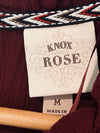 KNOX ROSE Burgundy Long Sleeve Dress Sz M Ruffle Tiered Boho Knee Smock Wrist