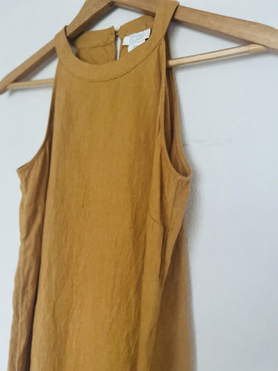 SIGRID OLSEN 100% Linen Sleeveless Halter Shift Dress Sz XS Summer Minimalist