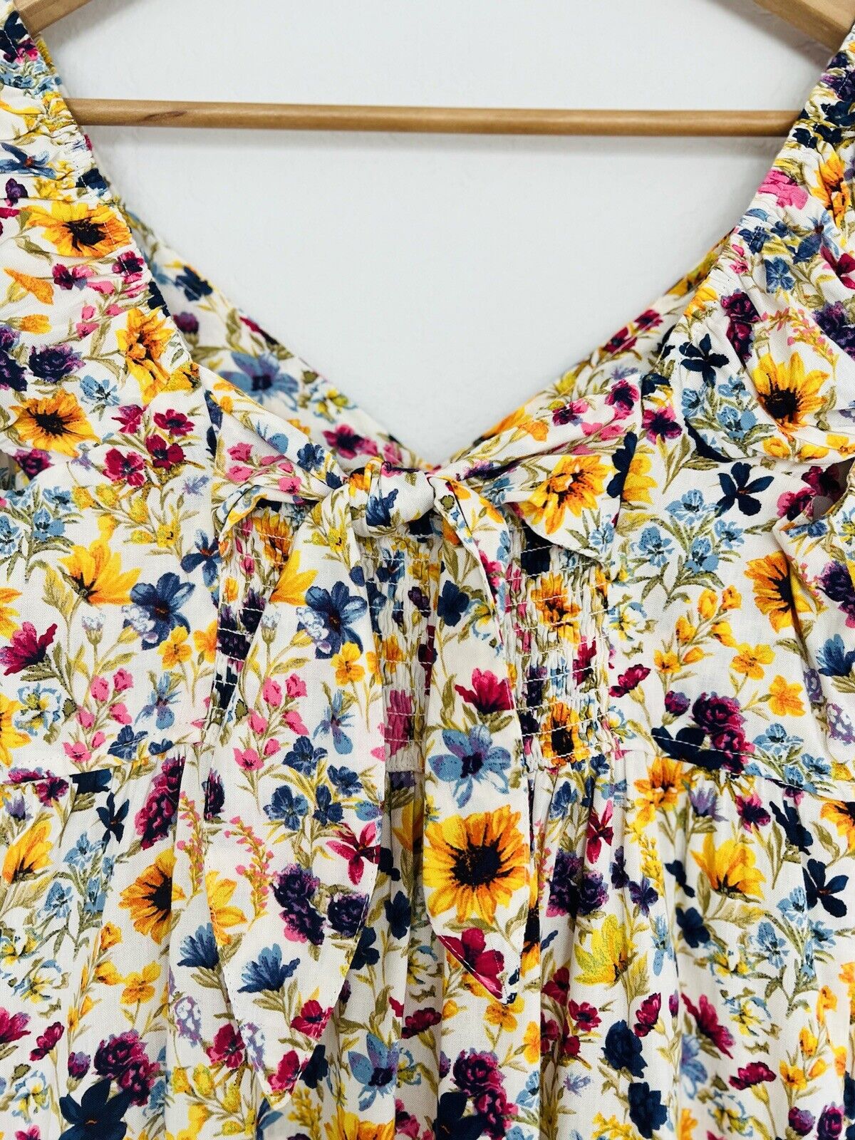 OLD NAVY Tiered Wildflower Floral Fit & Flare Dress Sz  XS Open Back Bow Boho