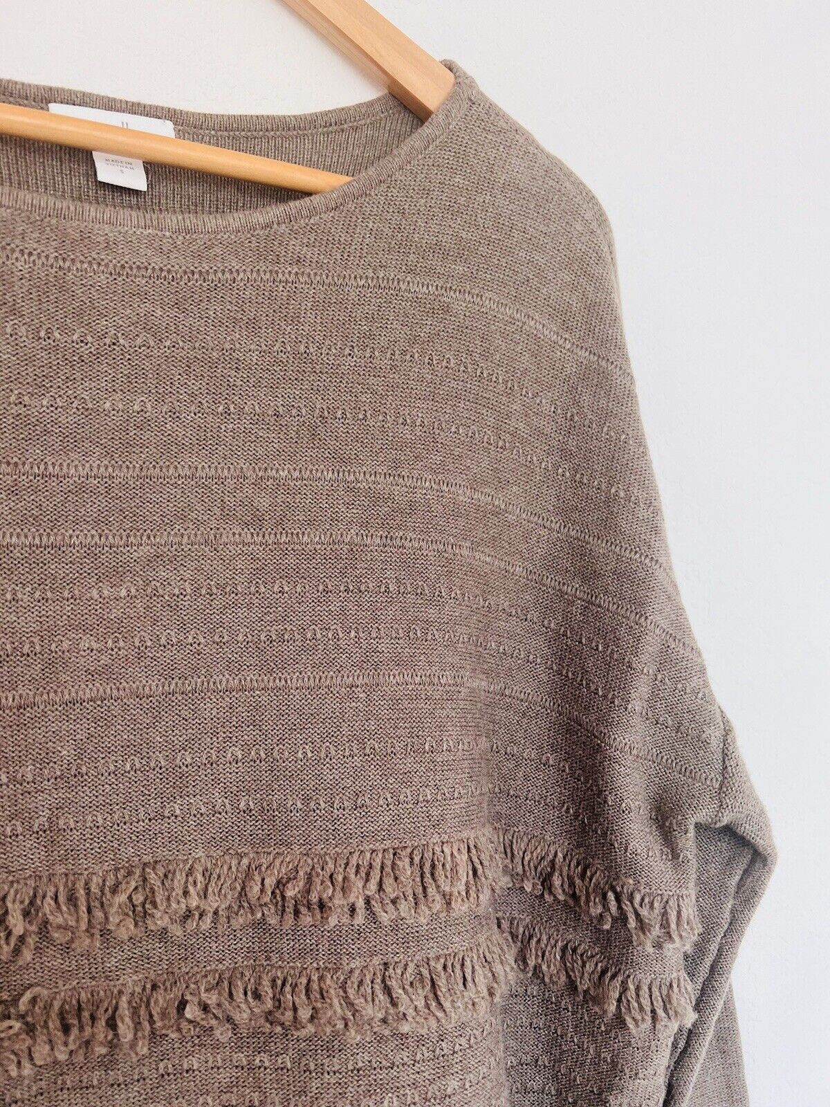 J. JILL Brown Textured Sweater Sz S Brown Long Sleeve Round Neck Wool Blend
