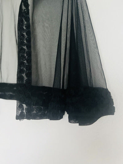 Betsey Johnson Sheer Floral Flower 3D Trim Detail Cape Sz S Whimsigoth