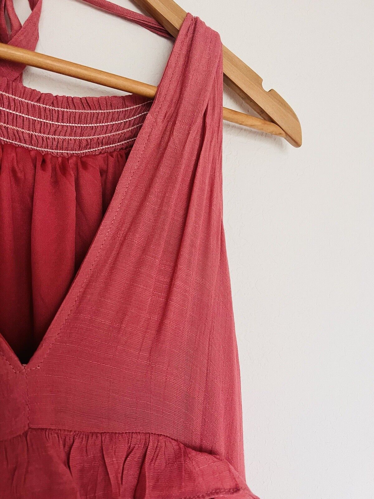 LISTICLE Mauve Color Maxi Dress Sz S Tiered Ruffle Long Flowy Boho Tie Neck