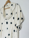UNBRANDED Ivory Spot Black Blouse Sz 1 Cowl Neck Flowy Pullover Short Sleeve