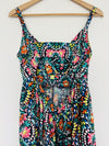 OLD NAVY Midi Floral Multi-Color Dress L Back Hi-Low Hem Smock Empire Waist