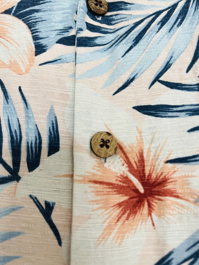 Caribbean Pure Silk Hawaiian Shirt 100% Silk Sz L Blue
