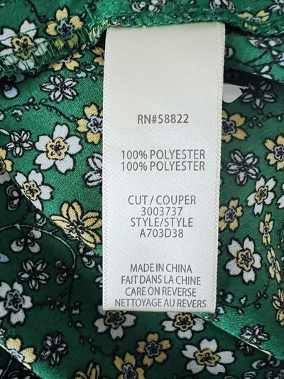 MAX STUDIO Floral Pattern Blouse Sz S V-Neck Button Tie Ruffle Crop Sleeve Boho