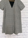 ZARA Black/White Plaid Dress Sz XS TRF Collection Short Sleeve V-Neck Academia