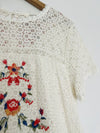 UMGEE Crochet Floral Mini Dress Sz M Ivory Embroidered Cottagecore Boho Western