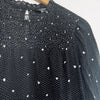 LUCKY BRAND Ditsy Floral Blouse Sz S Long Sleeve Black Smocked Neck Top Boho