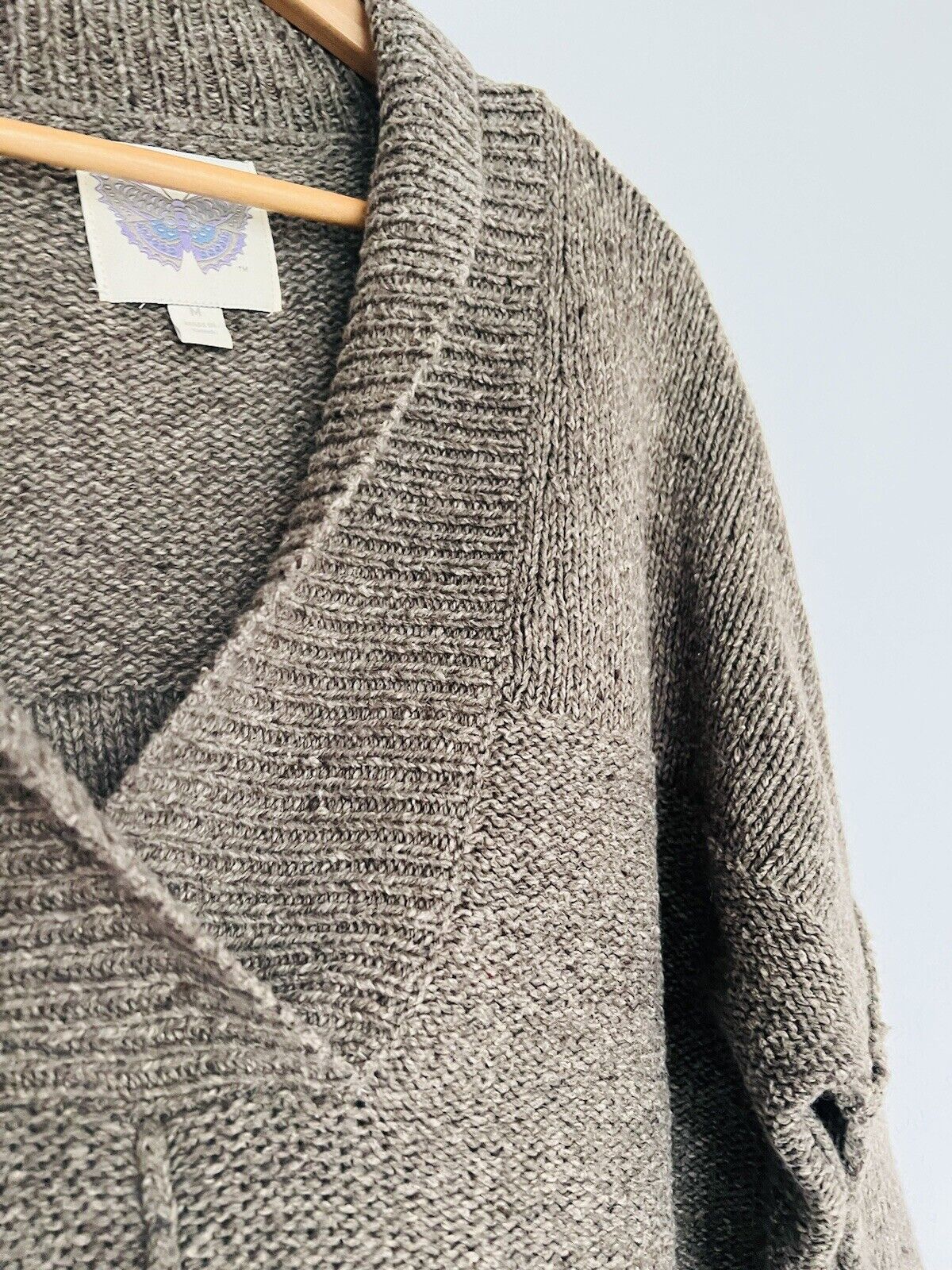 UNBRANDED Brown Sweater Sz M Wool Blend Deep V-Neck Slouchy Chunky Knit Oversize